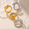 Wholesale Retro Hammered Karst Geometric Stainless Steel Ring With Electroplating For Women