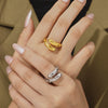 Wholesale Retro Hammered Karst Geometric Stainless Steel Ring With Electroplating For Women