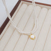Wholesale Retro Heartshaped And Ushaped Pendant Imitation Pearl And Alloy Doublelayer Necklace Handmade For Women