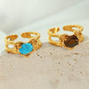 Wholesale Retro Heartshaped 316L Stainless Steel Open Ring With Geometric Pattern And Electroplating Treatment