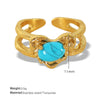 Wholesale Retro Heartshaped 316L Stainless Steel Open Ring With Geometric Pattern And Electroplating Treatment