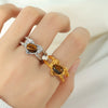 Wholesale Retro Heartshaped 316L Stainless Steel Open Ring With Geometric Pattern And Electroplating Treatment