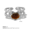 Wholesale Retro Heartshaped 316L Stainless Steel Open Ring With Geometric Pattern And Electroplating Treatment