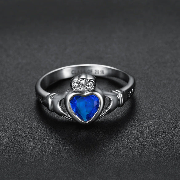 Wholesale Retro Heartshaped Titanium Steel Student Ring With Oil Treatment