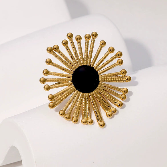 Wholesale Retro High End Fashion Niche Medieval Joker Geometric Gold Plated Stainless Steel Opening Ring For Women