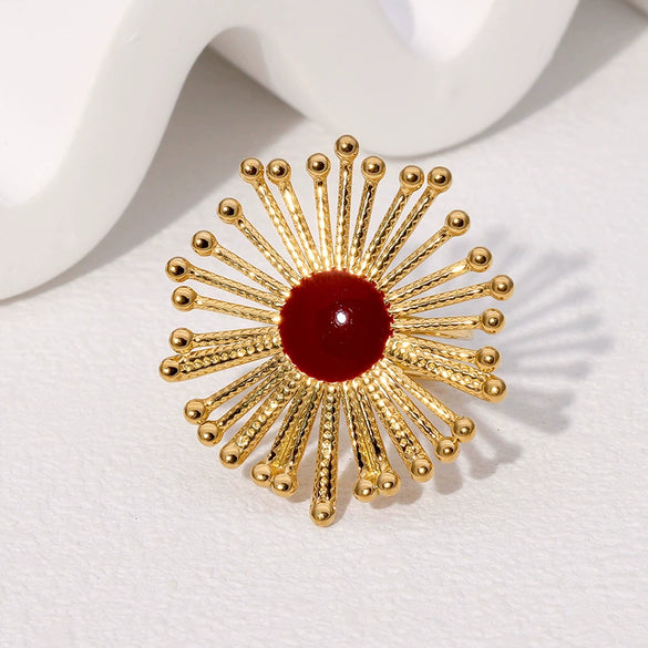 Wholesale Retro High End Fashion Niche Medieval Joker Geometric Gold Plated Stainless Steel Opening Ring For Women