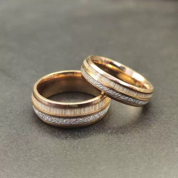 Wholesale Retro High End Inlaid Arrow Double Groove Marble Stainless Steel Ring