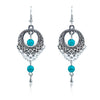 Wholesale Retro Hollow Turquoise Water Drop Earrings With Bohemian Tassels Alloy Electroplated Jewelry For Women