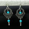 Wholesale Retro Hollow Turquoise Water Drop Earrings With Bohemian Tassels Alloy Electroplated Jewelry For Women
