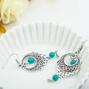 Wholesale Retro Hollow Turquoise Water Drop Earrings With Bohemian Tassels Alloy Electroplated Jewelry For Women