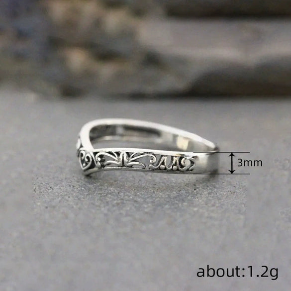 Wholesale Retro Hollow Women's Rings Copper Heart Geometric Antique Silver Electroplated