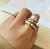 Wholesale Retro Imitation Pearl Opening Ring With Geometric Pattern For Women
