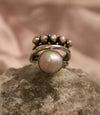 Wholesale Retro Imitation Pearl Opening Ring With Geometric Pattern For Women