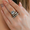 Wholesale Retro Imitation Pearl Opening Ring With Geometric Pattern For Women