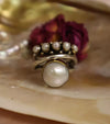 Wholesale Retro Imitation Pearl Opening Ring With Geometric Pattern For Women