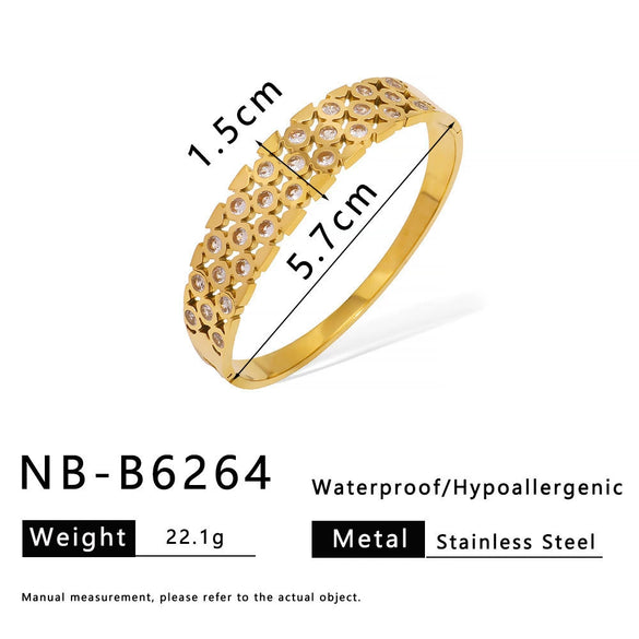 Wholesale Retro Ins Style Geometric Lines Hollow Diamond Stainless Steel Bracelet 18K Vacuum Plated In Furnace