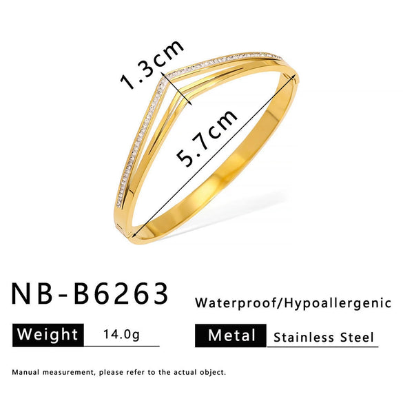 Wholesale Retro Ins Style Geometric Lines Hollow Diamond Stainless Steel Bracelet 18K Vacuum Plated In Furnace