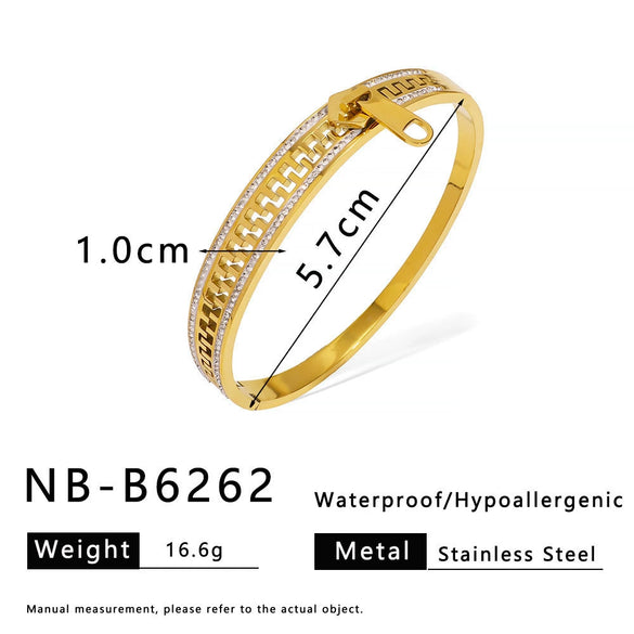 Wholesale Retro Ins Style Geometric Lines Hollow Diamond Stainless Steel Bracelet 18K Vacuum Plated In Furnace