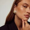 Wholesale Retro Irregular Rib Stainless Steel Earrings For Women With Electroplating Design