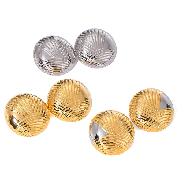 Wholesale Retro Irregular Rib Stainless Steel Earrings For Women With Electroplating Design