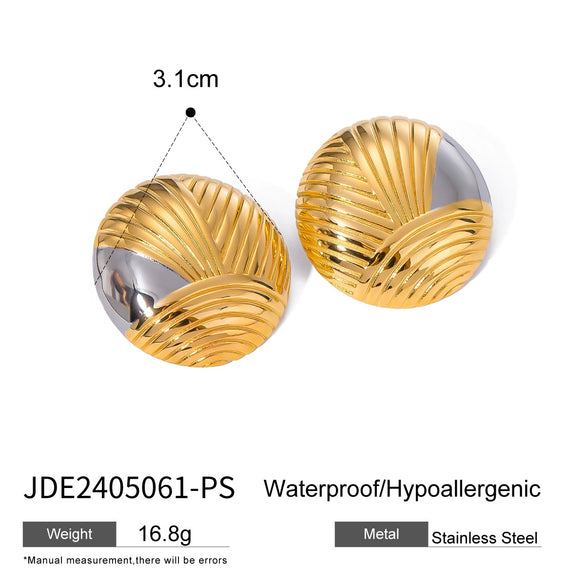 Wholesale Retro Irregular Rib Stainless Steel Earrings For Women With Electroplating Design