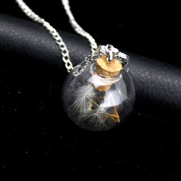 Wholesale Retro Jewelry Alloy Dandelion Necklace With Mixed Gem Inlay And Plaid Pattern