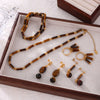 Wholesale Retro Jewelry Set With Tiger Eye Stone Beaded Design Electroplated Titanium Steel For Men And Women