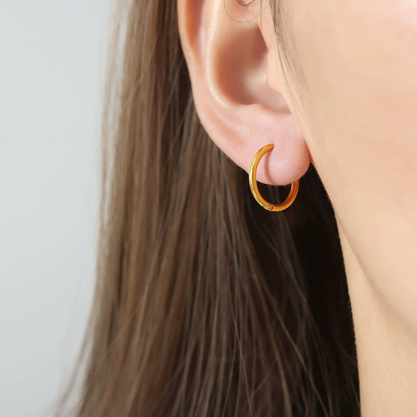 Wholesale Retro Large Circle Earrings For Women Titanium Steel 18K Gold Electroplated Geometric Design Non Fading