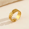 Wholesale Retro Leaf Titanium Steel Ring 18K Gold Plated