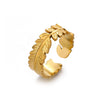 Wholesale Retro Leaf Titanium Steel Ring 18K Gold Plated