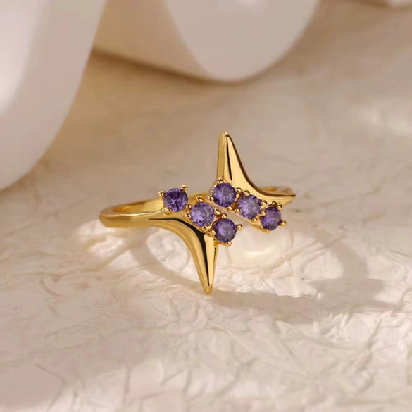 Wholesale Retro Light Luxury Open Ring With Imitation Pearls Set With Diamonds In Star Flower Leaf And Snake Design