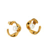 Wholesale Retro Light Luxury Twisted Pearl Cshaped Stainless Steel Earrings With Electroplating For Women