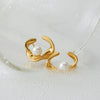 Wholesale Retro Light Luxury Twisted Pearl Cshaped Stainless Steel Earrings With Electroplating For Women