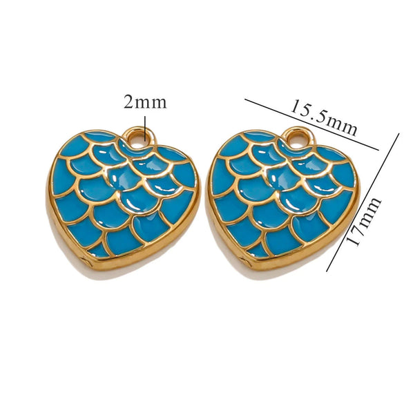 Wholesale Retro Love Shape Stainless Steel Pendant With Dragon Scale Corrugated Design And Electroplating Treatment
