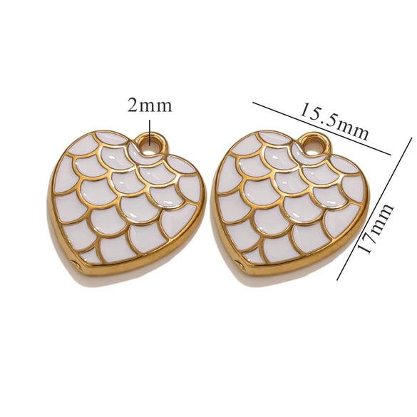 Wholesale Retro Love Shape Stainless Steel Pendant With Dragon Scale Corrugated Design And Electroplating Treatment