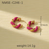 Wholesale Retro Macaron Color Stainless Steel Heart Shaped Earrings With Electroplating Design For Women