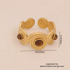 Wholesale Retro Maillard Style Natural Tiger Stone Geometric Ring For Women Stainless Steel With Electroplating