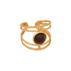 Wholesale Retro Maillard Style Natural Tiger Stone Geometric Ring For Women Stainless Steel With Electroplating