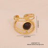 Wholesale Retro Maillard Style Natural Tiger Stone Geometric Ring For Women Stainless Steel With Electroplating