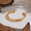 Wholesale Retro Minimalist Inlaid Pearl Irregular Arc Opening Stainless Steel Bracelet With Pvd Furnace Vacuum Real Gold Plating