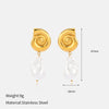 Wholesale Retro Minimalist Pearl Stainless Steel Electroplated Earrings For Women