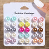 Wholesale Retro Mixed Color Imitation Pearl Women's Earrings Set With Geometric Pattern And Electroplating Treatment
