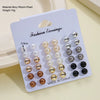 Wholesale Retro Mixed Color Imitation Pearl Women's Earrings Set With Geometric Pattern And Electroplating Treatment