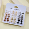 Wholesale Retro Mixed Color Imitation Pearl Women's Earrings Set With Geometric Pattern And Electroplating Treatment