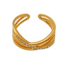 Wholesale Retro Multilayer Cross Geometric Zircon Stainless Steel Goldplated Women's Ring