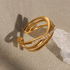 Wholesale Retro Multilayer Cross Geometric Zircon Stainless Steel Goldplated Women's Ring
