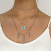 Wholesale Retro Multilayer Feather Leaf Pendant Neck Chain With Turquoise Point Drill And Electroplating Made Of Alloy Metal