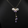 Wholesale Retro Natural Pearl Necklace With Shell Butterfly Pendant Amethyst Tassel And Geometric Pattern Copper 18K Gold Plated