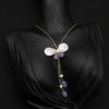 Wholesale Retro Natural Pearl Necklace With Shell Butterfly Pendant Amethyst Tassel And Geometric Pattern Copper 18K Gold Plated