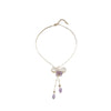 Wholesale Retro Natural Pearl Necklace With Shell Butterfly Pendant Amethyst Tassel And Geometric Pattern Copper 18K Gold Plated